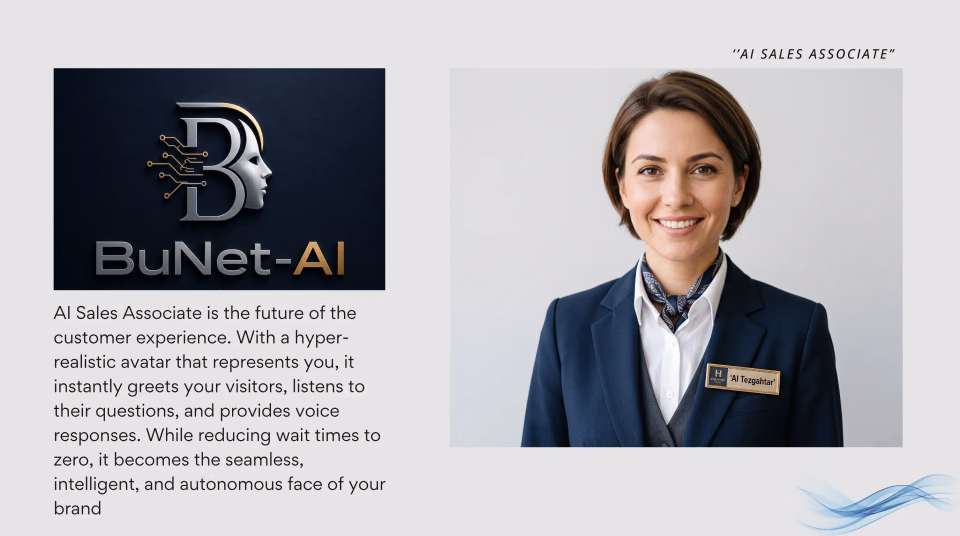 BuNet AI Avatar welcome screen